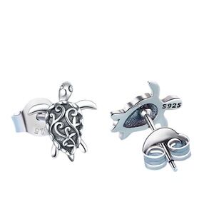 New 925 Silver Turtle Stud Earrings